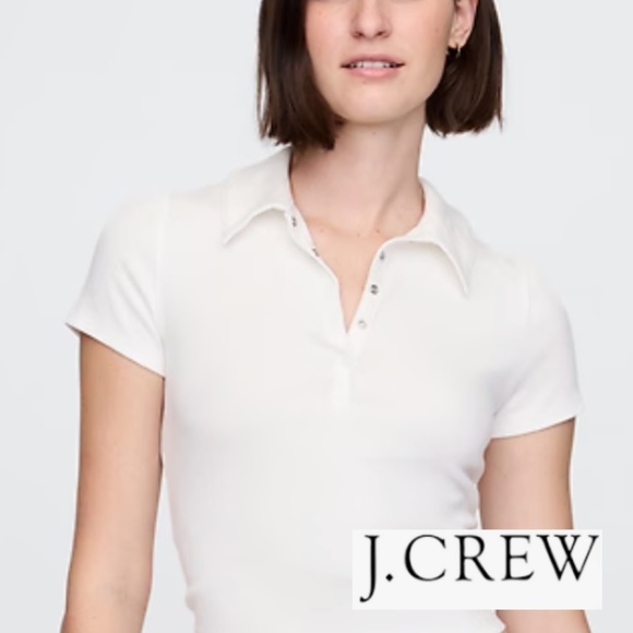 J. Crew Tops - J.Crew white rib knit polo top, XS, GD1120